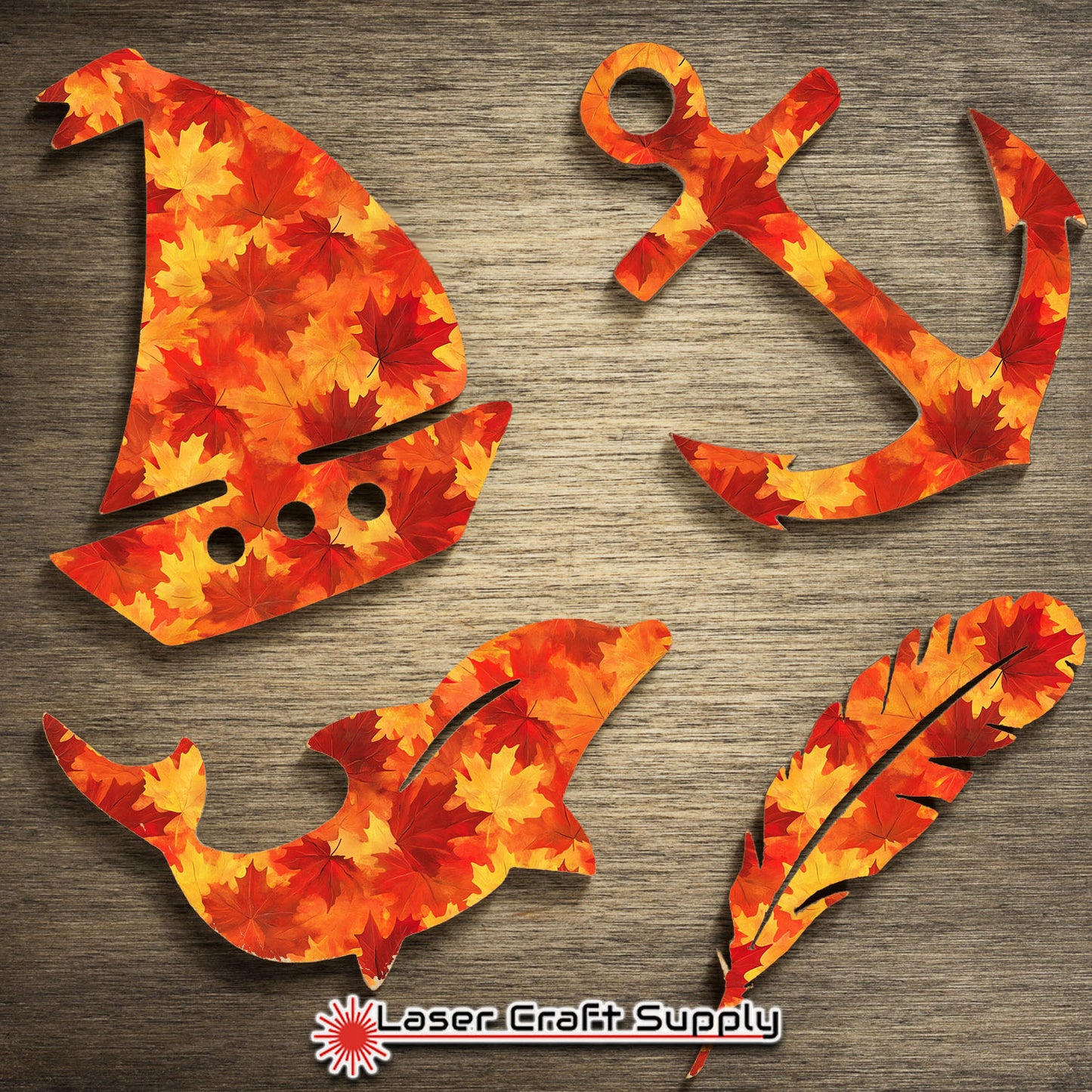 Creative Cast Acrylics - Fall Leaves in Bright Orange and Reds