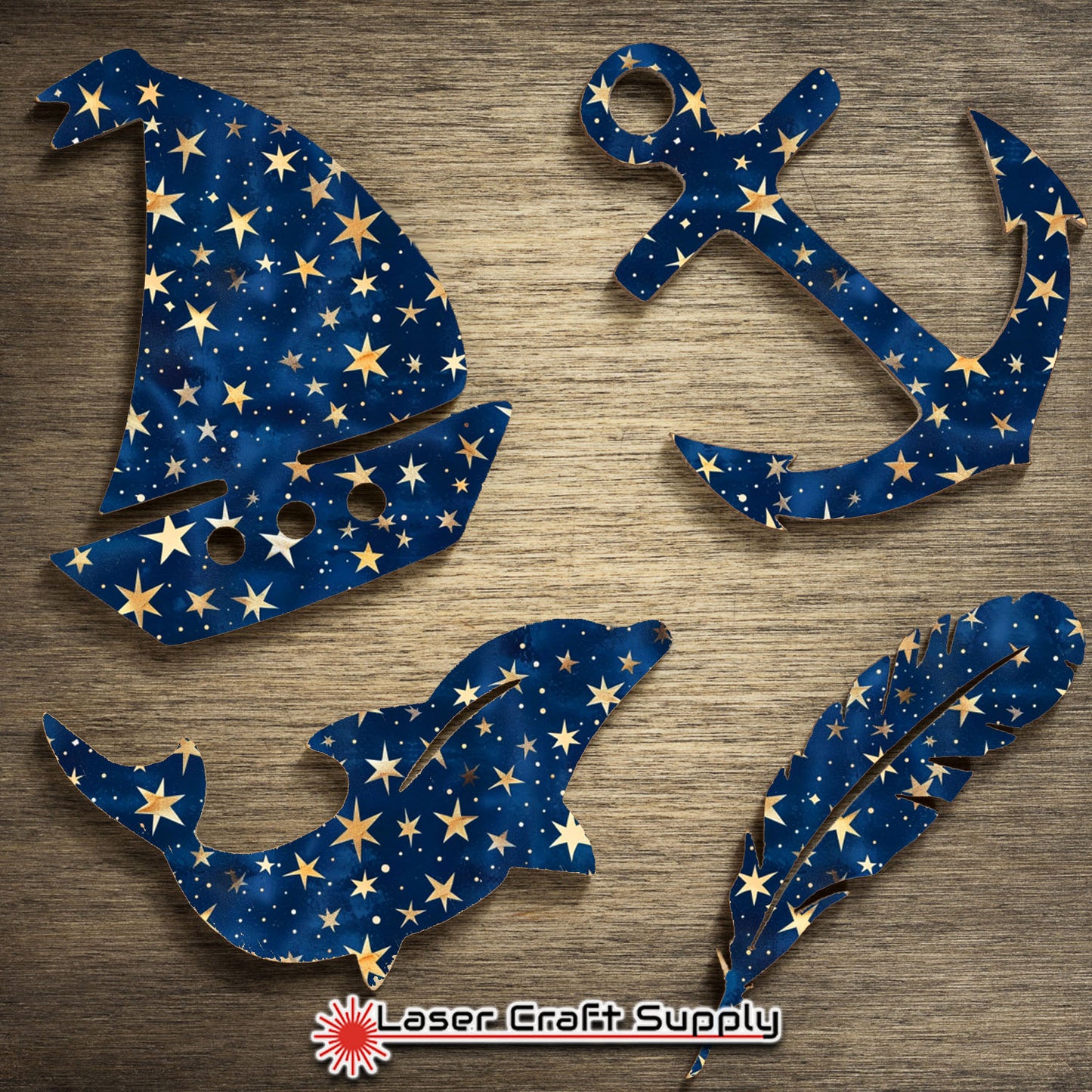 Creative Cast Acrylics - Gold Stars on Blue Sky