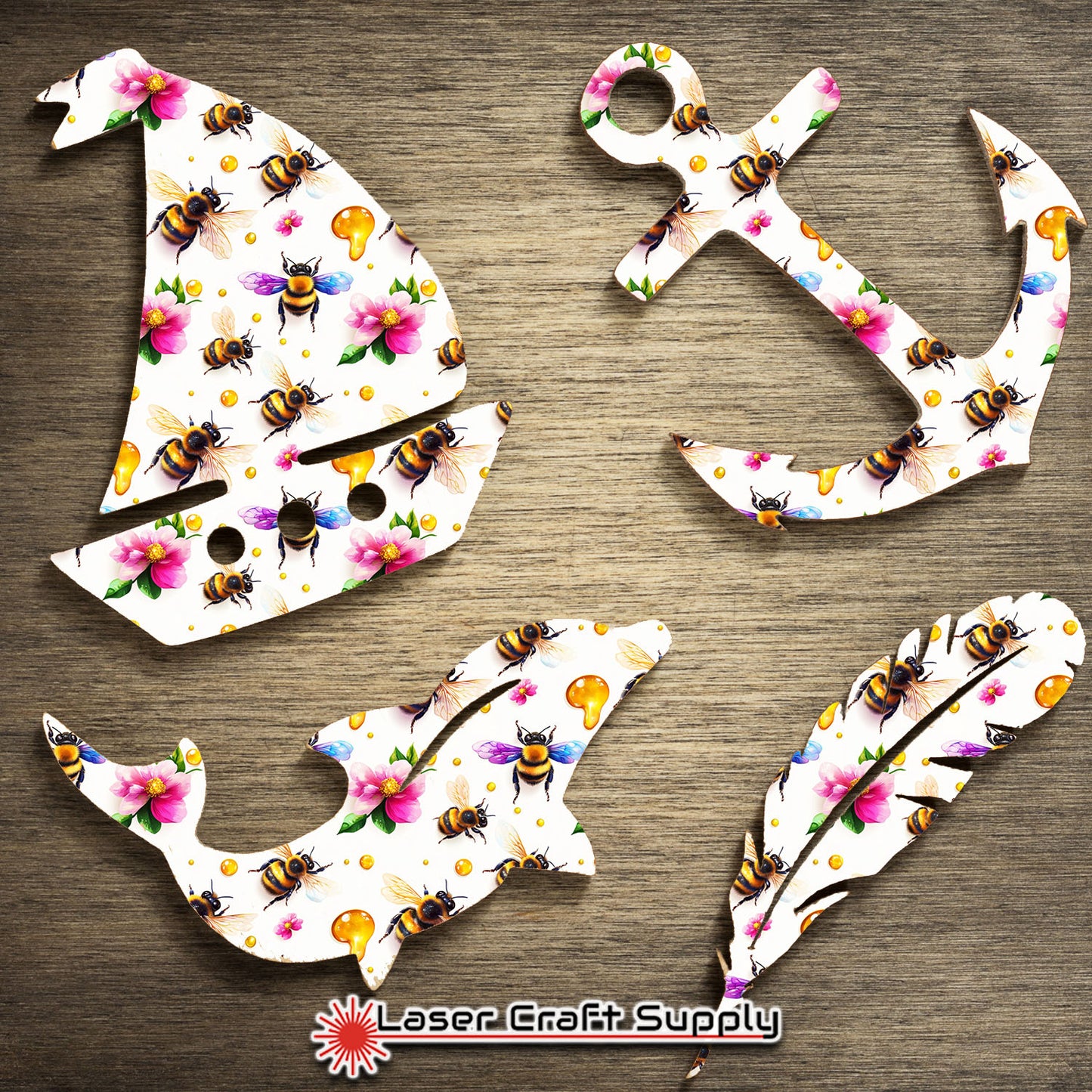 Creative Cast Acrylics - Big Bees and Honey with Pink Flowers