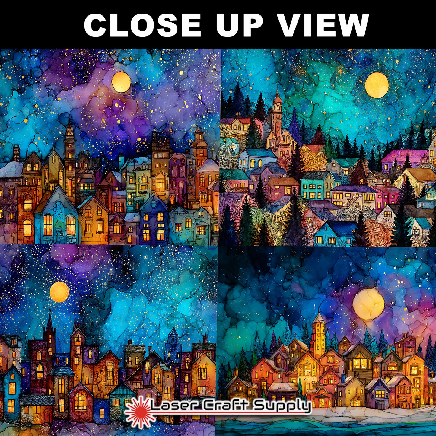 Christmas Town at Night - tile