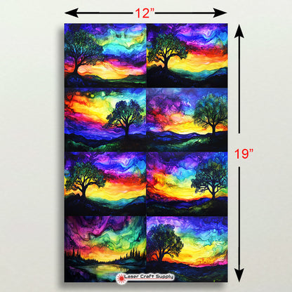 Colorful Sky With Tree  - Creative Tile