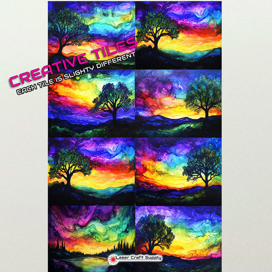 Colorful Sky With Tree  - Creative Tile