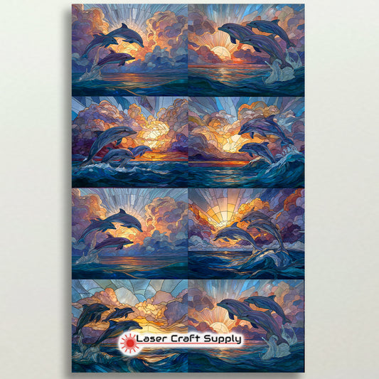 Dolphins at Sunset-tile