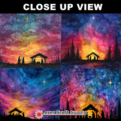 Nativity Manger in Color - tile