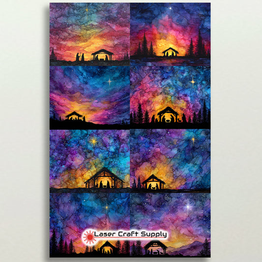 Nativity Manger in Color - tile