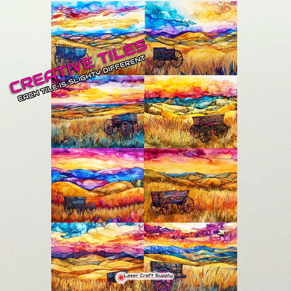 Old Wagon in the Field - Creative Tile
