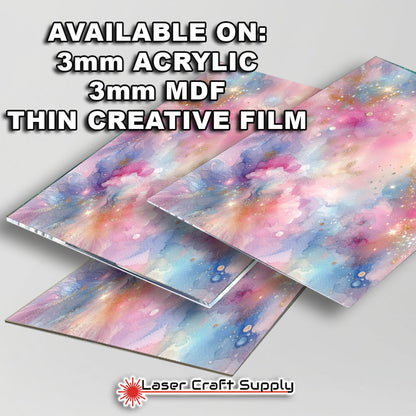 Pink and Blue Bloom Watercolor - FULL SHEET