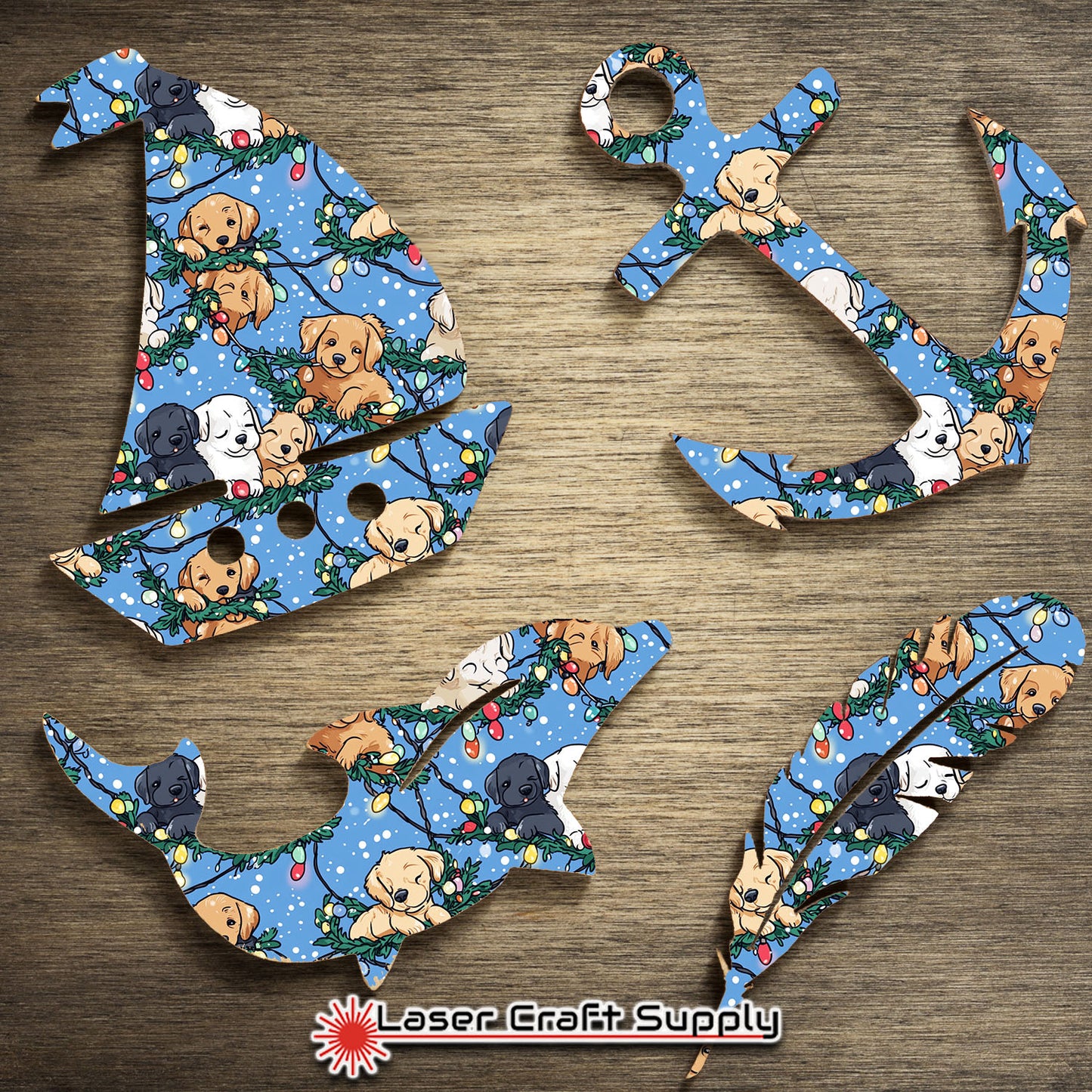 Creative Cast Acrylics - Puppies in Christmas Garland