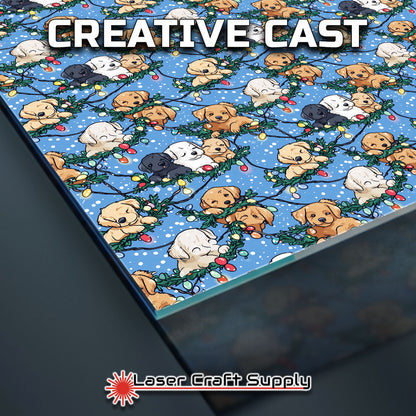 Creative Cast Acrylics - Puppies in Christmas Garland