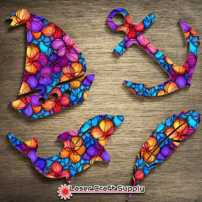 Creative Cast Acrylics - Purple & Orange Flowers