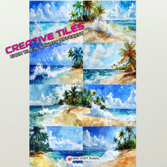Sandy Beach with Palms - Creative Tile