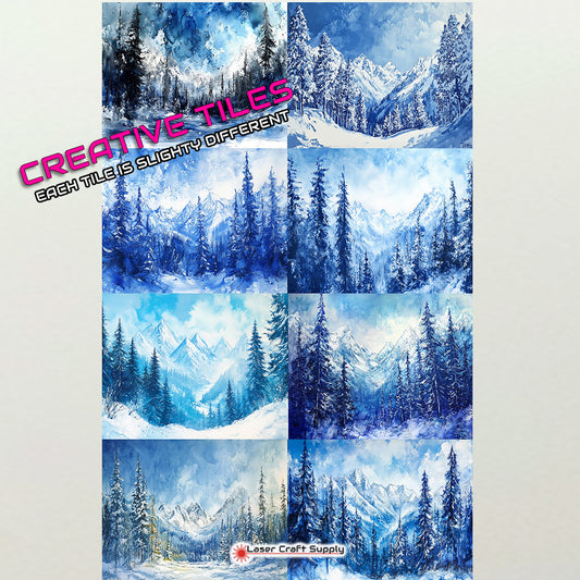 Snow, Trees and Mountains - Creative Tile