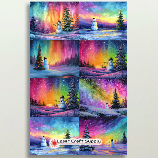 Snowman in Colorful Skys-tile