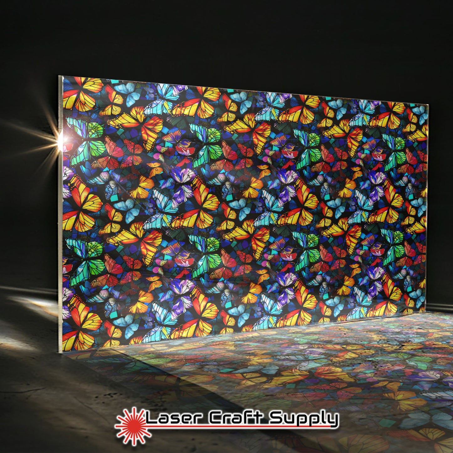 Creative Cast Acrylics - Butterflys on Dark Blue - Stained Glass