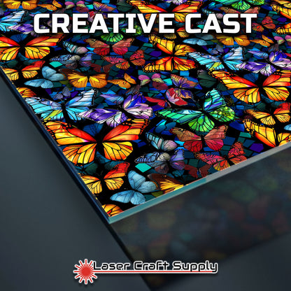 Creative Cast Acrylics - Butterflys on Dark Blue - Stained Glass