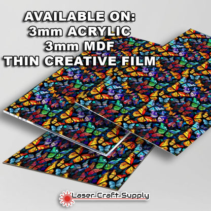 Creative Cast Acrylics - Butterflys on Dark Blue - Stained Glass