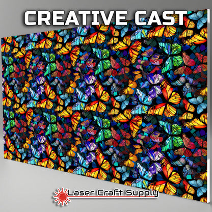 Creative Cast Acrylics - Butterflys on Dark Blue - Stained Glass