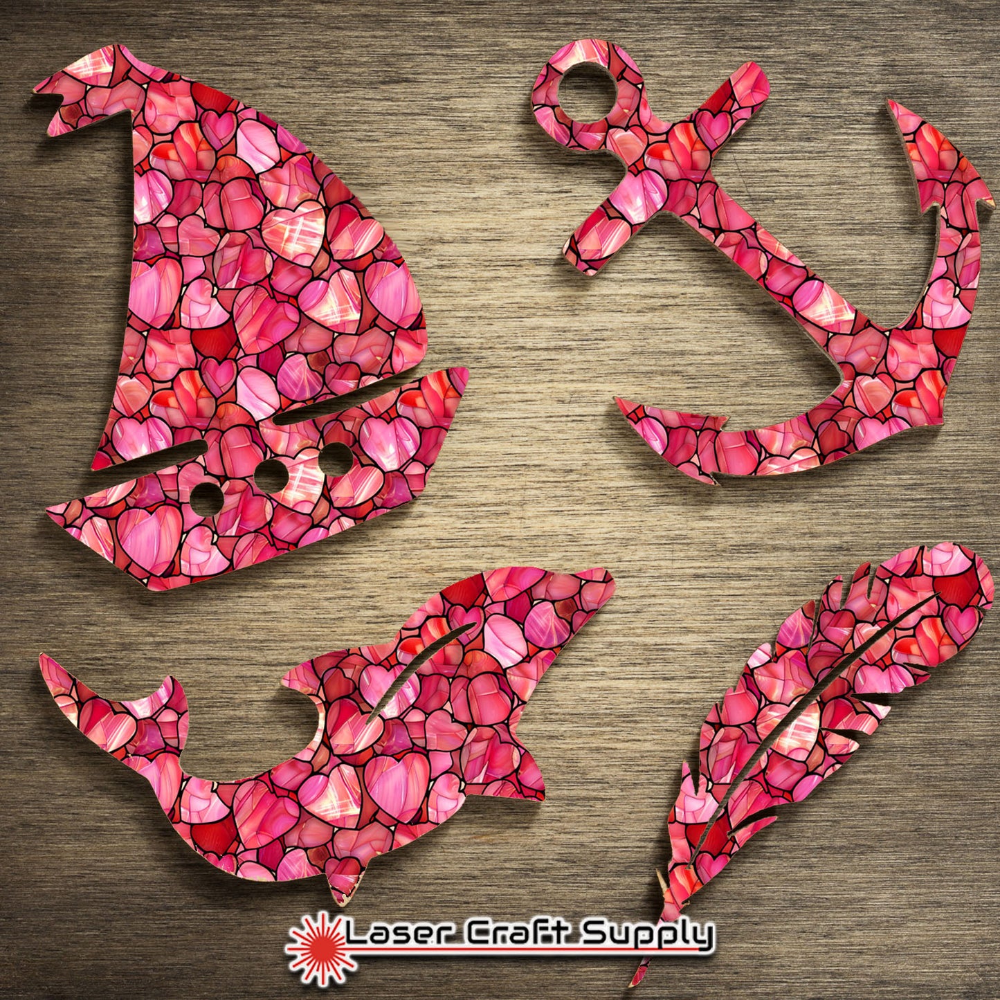 Creative Cast Acrylics - Pink Hearts All Over - Stained Glass