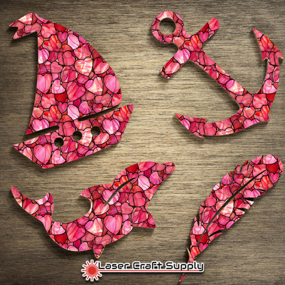 Creative Cast Acrylics - Pink Hearts All Over - Stained Glass
