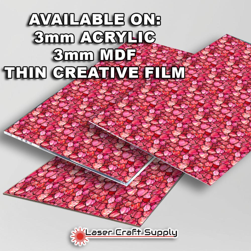 Creative Cast Acrylics - Pink Hearts All Over - Stained Glass