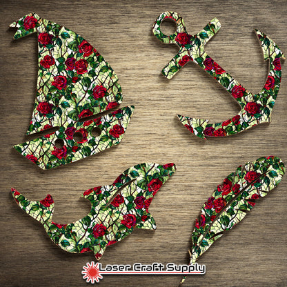 Creative Cast Acrylics - Red Rose on Green - Stained Glass