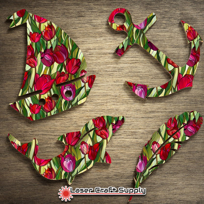 Creative Cast Acrylics - Red Tulips - Stained Glass