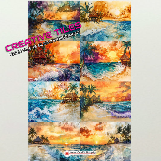 Tiki Hut Sunsets - Creative Tile